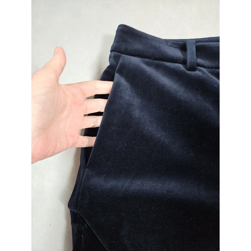 Zara Womens Black Velour High Rise Straight Leg Pants Size Large NWOT